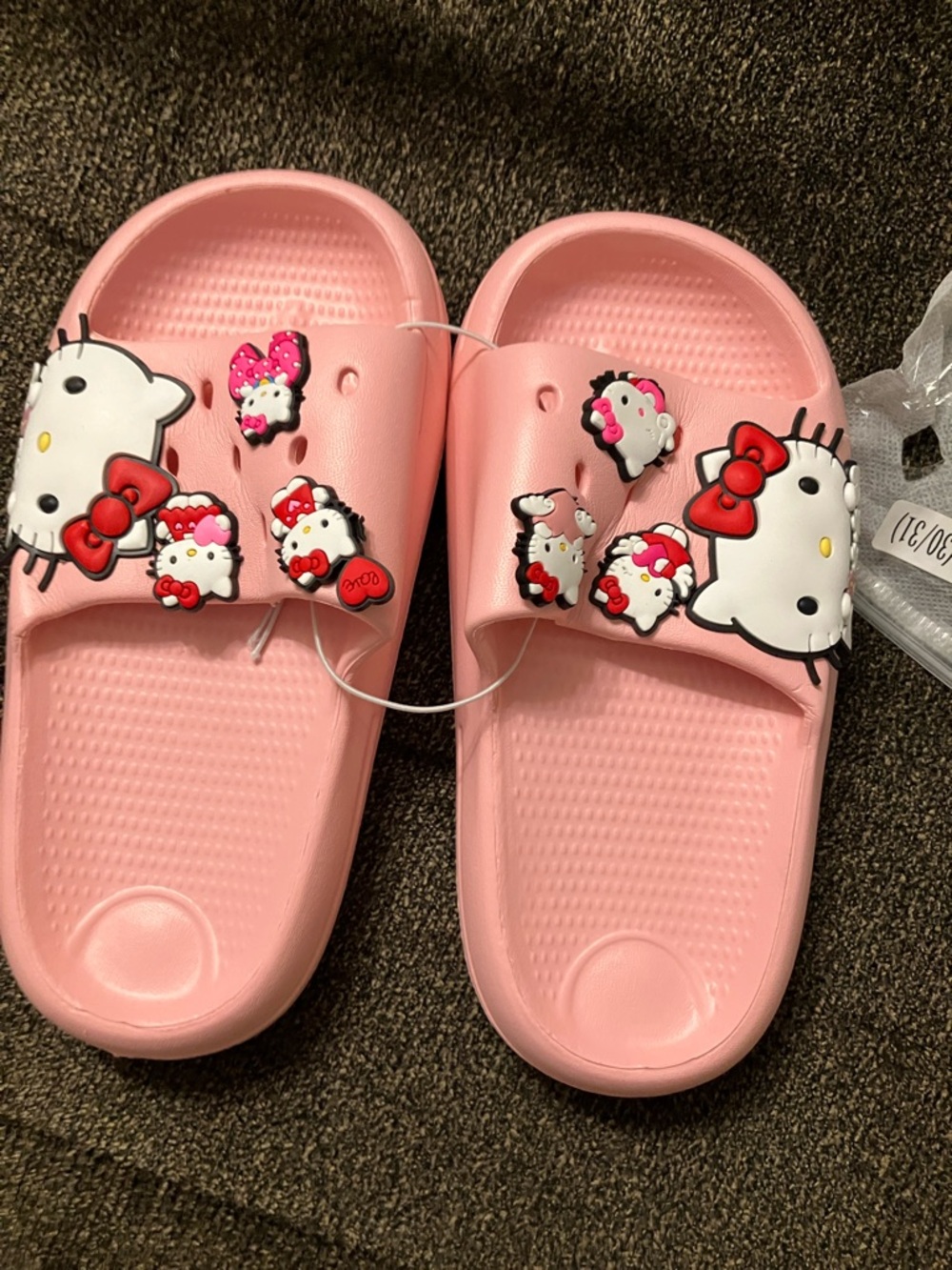 Kids Pink Slide Sandals with Cartoon Charms